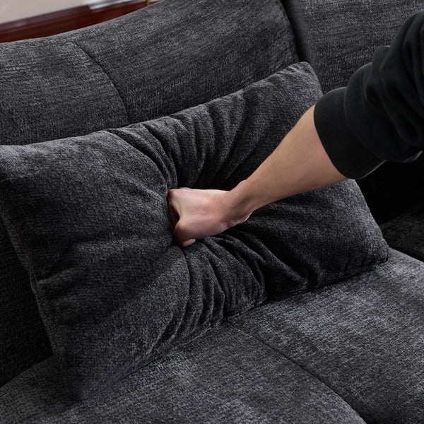 English Elm Modular Cloud Sectional Sofa Bed with Flannelette Upholstery for Flexible Living Black W1829S00074
