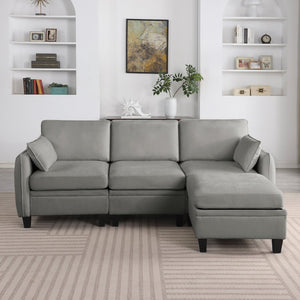 English Elm 102 Inch Linen Modular Sectional Sofa with Hidden Storage and Cloud Cushion Comfort Dark Grey W1099S00213