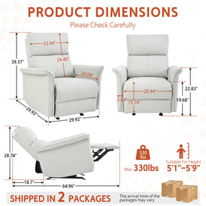 English Elm Manual Rocker Recliner Chair In Soft Pu Leather - Space-Saving Comfort For Nurseries & Living Rooms W1028S00048