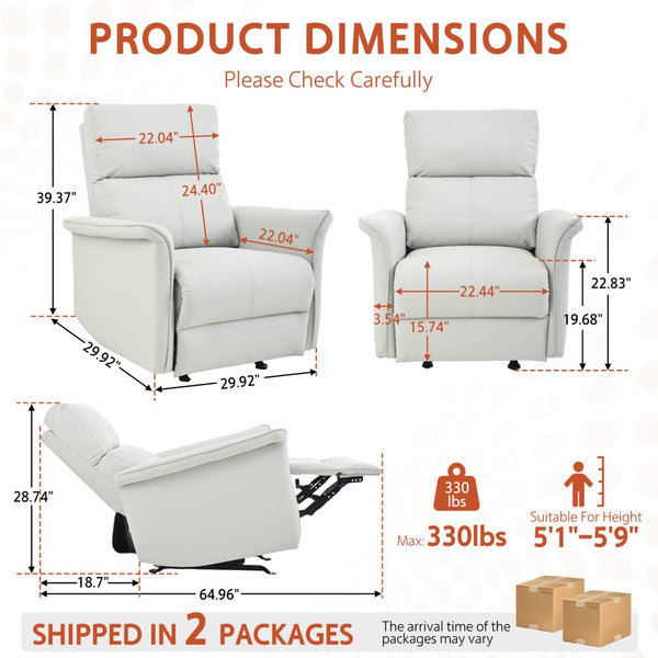 English Elm 270° Swivel Power Recliner Velvet Glider Rocker with Usb Ports for Living Room W1028S00063