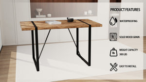 English Elm 55" Dark Wood Mdf Dining Table Set with Four Suede Chairs Matte Black Metal Base W2189S00936