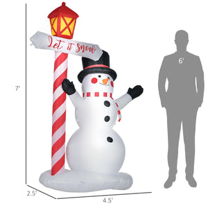 English Elm Homcom 7Ft Inflatable Snowman With Led Street Light - Cheerful Holiday Outdoor Decor For Easy Display W2225P229258