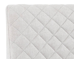 Sunpan Leighland Dining Chair Set of 2 - Elegant Diamond-Stitched Design with Antique Brass Frame Light Grey