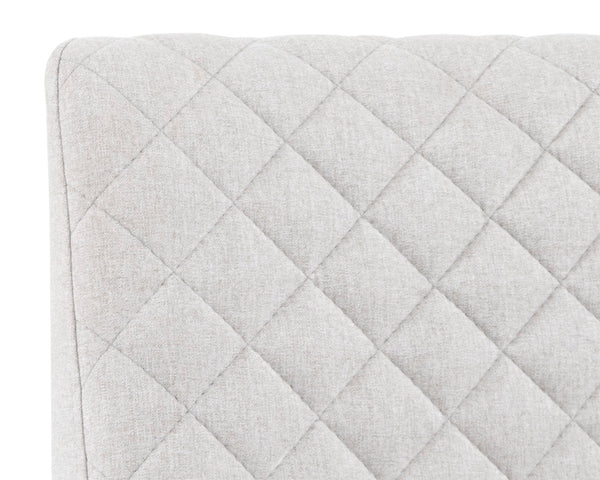 Sunpan Leighland Dining Chair Set of 2 - Elegant Diamond-Stitched Design with Antique Brass Frame Light Grey