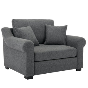 English Elm Modern Oversized Chenille Armchair with Wide Armrests, Removable Covers, Sturdy L-Shape Legs for Cozy Lounging Grey 38.5 L x 28 W x 15.75 H BS701P188662G