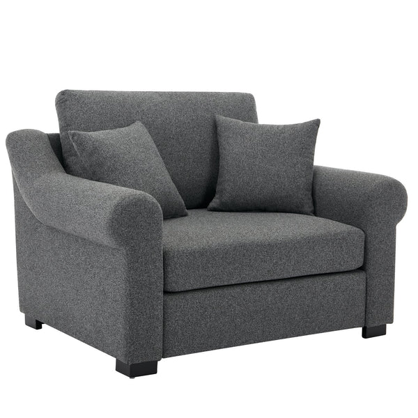 English Elm Modern Oversized Chenille Armchair with Wide Armrests, Removable Covers, Sturdy L-Shape Legs for Cozy Lounging Grey 38.5 L x 28 W x 15.75 H BS701P188662G