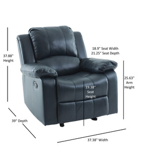 English Elm Charlotte Midnight Blue Leather Gel Glider Recliner - Elegant Comfort For Living Spaces & Relaxation B050P322571