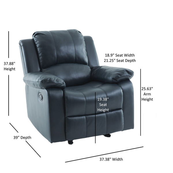 English Elm Charlotte Midnight Blue Leather Gel Glider Recliner - Elegant Comfort For Living Spaces & Relaxation B050P322571