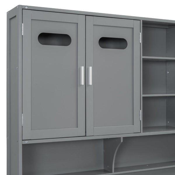 English Elm Twin Size Wooden Daybed With Hydraulic Lift & Integrated Storage Cabinet For Space-Saving Style N820S00046E-GIGA