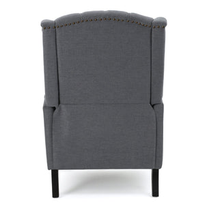 English Elm Charcoal Wingback Pushback Recliner with Button Tufted Diamond Fabric Upholstery Charcoal N763P410529E