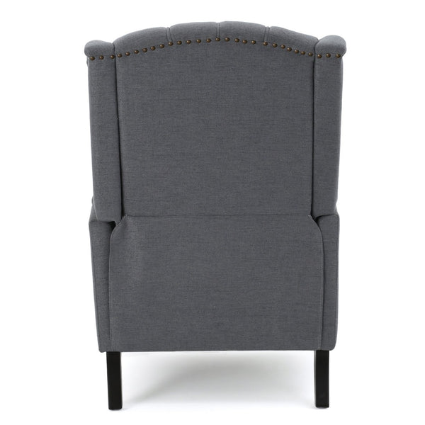 English Elm Charcoal Wingback Pushback Recliner with Button Tufted Diamond Fabric Upholstery Charcoal N763P410529E