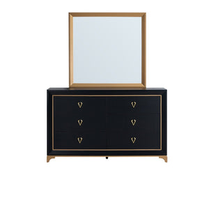 English Elm Kramer Six Drawer Dresser Black Laminate Body with Bold Gold Hardware and Base B078P497918