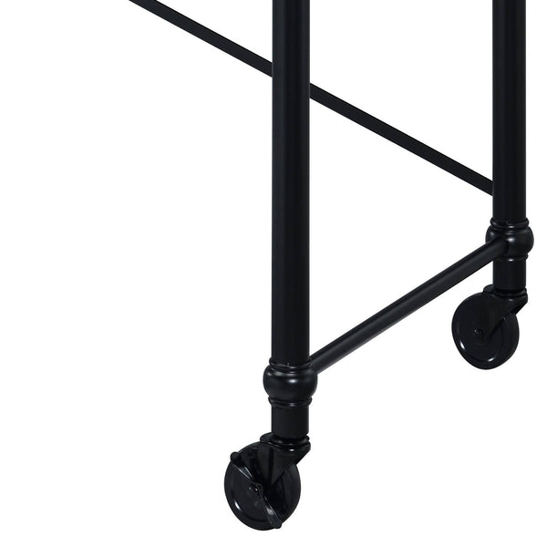 English Elm Rustic Industrial Writing Desk with Wheels, Nailhead Trim, Rustic Oak Top & Black Metal Frame, 47.5" wide B062P184534