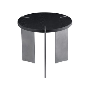 English Elm Round Eco-Friendly Coffee Table with Distressed Oak Laminate Top & Black Metal Feet, Modern Durable Design W820P272124