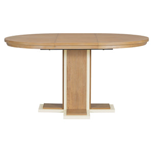 English Elm TREXM Retro Extendable Oval Dining Table with 16" Leaf, Double-Layer Pedestal, Durable Wood Finish Natural Wood Wash XW000002AAD