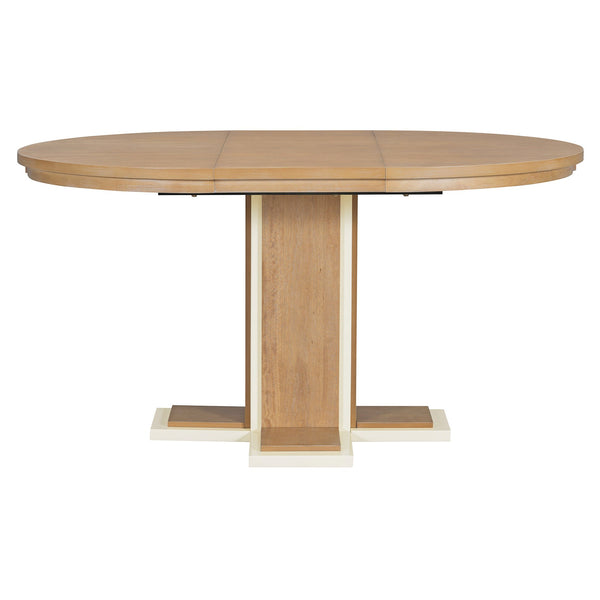 English Elm TREXM Retro Extendable Oval Dining Table with 16" Leaf, Double-Layer Pedestal, Durable Wood Finish Natural Wood Wash XW000002AAD