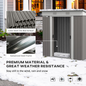 English Elm Outsunny Galvanized Steel Lean to Shed with Sliding Doors and Vented Backyard Storage W2225P174117