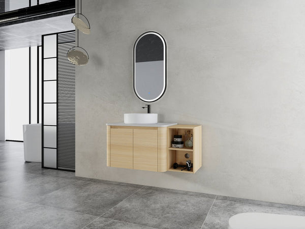 English Elm 42'' Modern Wall-Mounted Bathroom Vanity With Soft-Close Doors, Ceramic Sink & Ample Storage Solutions W999S00473