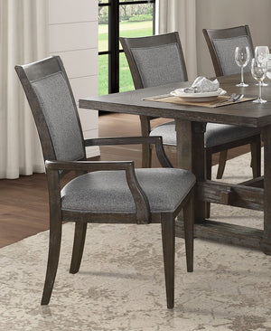 English Elm Transitional Driftwood Finish Armchairs Set of 2 with Upholstered Fabric Seats and Wood Frames, Elegant Dining Chairs Brown,Gray 43.25 L x 27.25 W x 16.5 H B011P321315