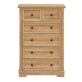 English Elm 6 Drawer Dresser,6 Drawers Cabinet Tall Chest Of Drawers Closet Organizers Storage Clothes, Cabinet Of 6 Drawers Living Room, Oak, 31.50''L*15.75W''*47.64''H