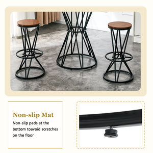 English Elm Single Package Industrial Bar Set Round Mdf Top with Metal Frame Seats 2 for Kitchen Walnut+Black W1151P434792
