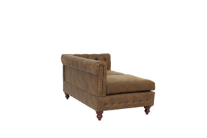 English Elm Reversible One-Arm Loveseat with Button-Tufted Back, Rolled Arm and Stud Detail in Leatherette Finish Dark Coffee 63 L x 38 W x 16 H B011P234285