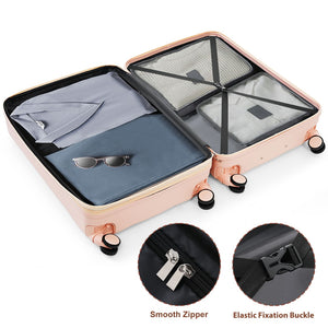 English Elm Luggage Set of 3 Abs Hard Shell Suitcases with Spinner Wheels and Built in Cup Holder Pink N726P296016P