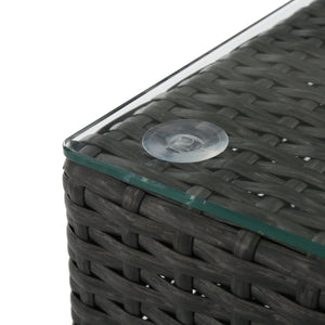 English Elm Christopher Knight Home® - SANTA Outdoor Rattan Dining Table with Tempered Glass Top — Sleek Aluminum Frame, Weather-Resistant Modern Design Grey 64843.00ALUGRY