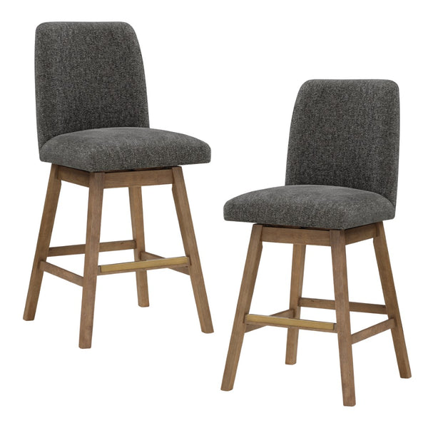 OSP Home Furnishings Finley 30" Swivel Barstool - Set of 2 Charcoal/Med Oak