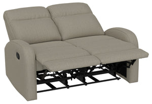English Elm Beige Manual Reclining Loveseat with Dual Contoured Seats for Compact Living Spaces B361P484467