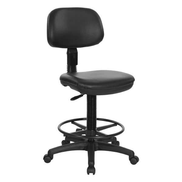 OSP Home Furnishings Sculptured Vinyl Drafting Chair Ergonomic Adjustable Seat for Lab or Tall Workstation Use DC517V