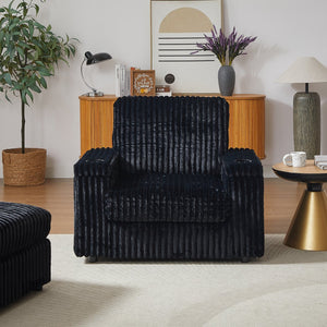 English Elm 42.5-inch corduroy single recliner with cup holder, storage ottoman, plush back pillow for lounging Black W834P375124