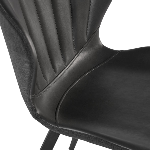Sunpan Arabella Modern Dining Chair with Clamshell Tufting, Black Steel Legs, Stylish Comfort and Durability Bravo Portabella / Polo Club Kohl Grey