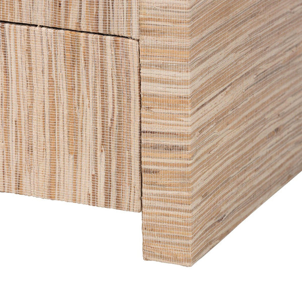 English Elm Bohemian Grasscloth Wrapped Nightstand with Drawer and Open Shelf for Boho Bedrooms B2750P467818