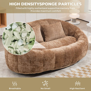 English Elm Bean Bean Bag Sofa High-Density Memory Foam Two-Seater Lounger High Back Chenille Cozy Support Coffee W395P181441