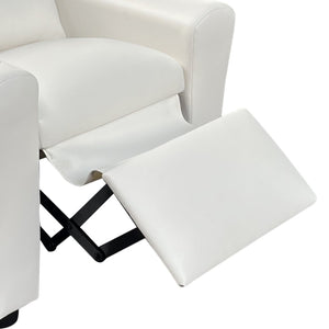 English Elm Carisa Youth Pu Leather Recliner Chair with Cupholder for Playroom or Bedroom White B2749P413216