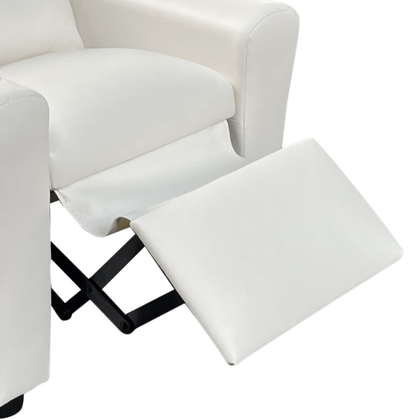 English Elm Carisa Youth Pu Leather Recliner Chair with Cupholder for Playroom or Bedroom White B2749P413216