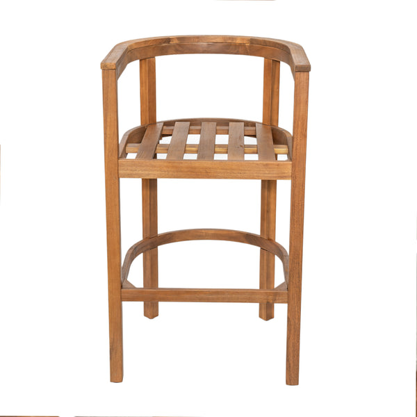 English Elm Christopher Knight Home® - Abaco Acacia Outdoor Barstool Set of 2 with Removable Gray Cushions, Rustic Curved Back Support Teak+ Beige N775P294071T