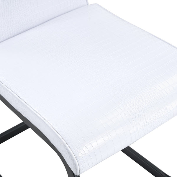 English Elm Luxury Pu Upholstered Dining Chair Set of 4 with Channel Stitching and Metal Legs White W1512P491878