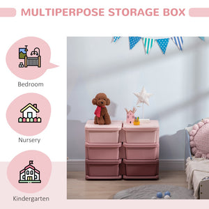 English Elm Qaba 3 Tier Kids Storage Unit – Colorful 6 Drawer Toy Organizer For Playrooms & Bedrooms, Pink W2225P217321-GIGA