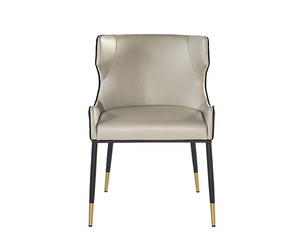 Sunpan Gianni Dining Chair - Elegant Faux Leather Upholstery with Diamond Stitching and Gold Accents Dillon Stratus / Dillon Black