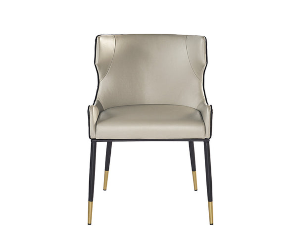 Sunpan Gianni Dining Chair - Elegant Faux Leather Upholstery with Diamond Stitching and Gold Accents Dillon Stratus / Dillon Black