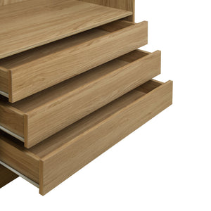 English Elm Doorless Open Wardrobe with 6 Compartments and 3 Drawers, Modern Space-Saving Storage for Bedroom Natural N820S00036D