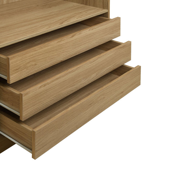 English Elm Doorless Open Wardrobe with 6 Compartments and 3 Drawers, Modern Space-Saving Storage for Bedroom Natural N820S00036D