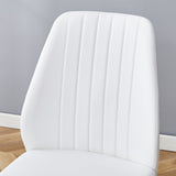 English Elm Set Of Four White Pu Comfort Dining Chairs (17.7"X25").Dining Chair With Extended Backrest,White Pu,Silver Metal Legs,Suitable For Various Places Such As Family Restaurants, Hotels, Coffee Shops,Etc.