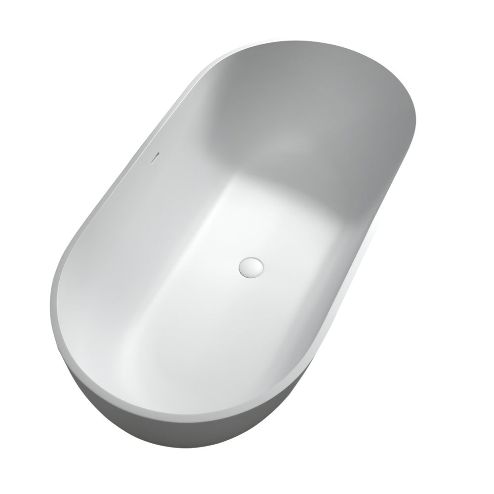 English Elm 59 Inch Freestanding Stone Resin Soaking Tub Sculptural Matte Spa Bath Design T3785P353960