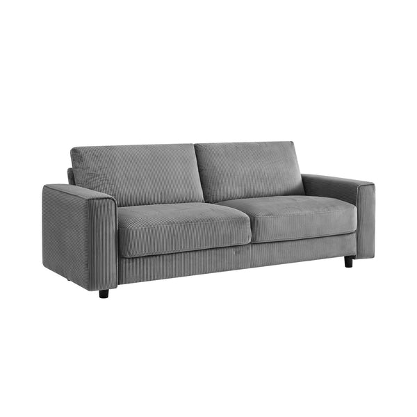 English Elm Modern Minimalist 3-Seater Corduroy Sofa with Wrinkle-Resistant Fabric, Sturdy Wood Frame, Cozy Design Grey B347P401108