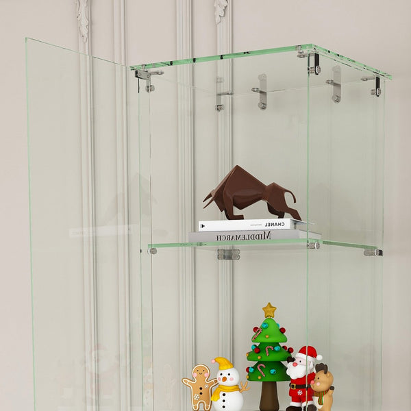 English Elm Premium 5-Tier Glass Display Case With Led Lighting, Stylish Design For Collectibles, Home & Office W2700P353066-GIGA