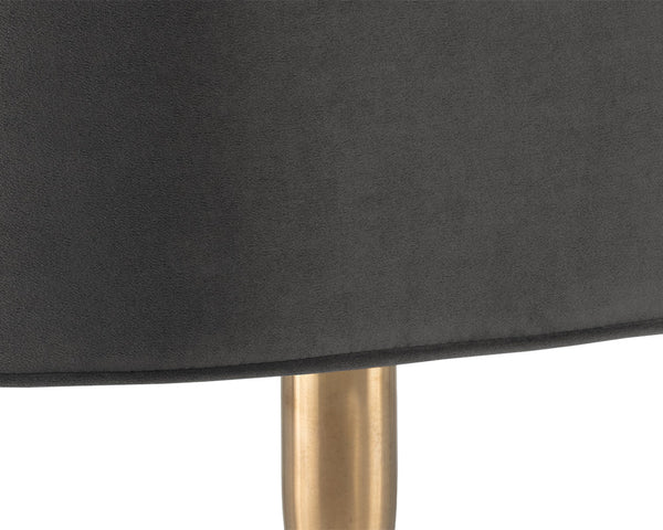 Sunpan Sammy Bench - Elegant Upholstered Seating with Gold Stainless Steel Legs for Stylish Interiors Grey Sky
