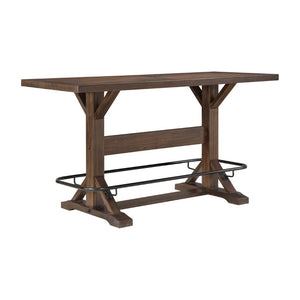 English Elm Brown Acacia Veneer Pub Table Set with Six Saddle Stools Industrial Home Bar Dining B011S02269